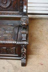 Antique Baronial Carved Oak Hall Seat 