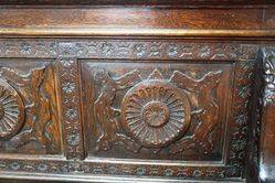 Antique Baronial Carved Oak Hall Seat 