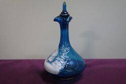 Antique Blue Glass Mary Gregory Bell Decanter With Stopper 