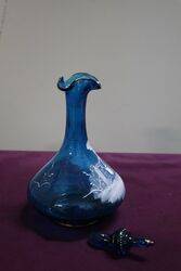 Antique Blue Glass Mary Gregory Bell Decanter With Stopper 