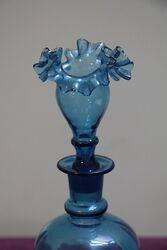 Antique Blue Glass Mary Gregory Decanter With Stopper  