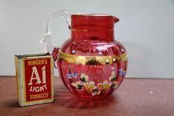 Antique Bohemian Ruby Glass Jug 