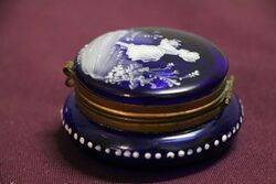 Antique Bristol Blue Mary Gregory Pill Box  