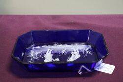 Antique Bristol Blue Mary Gregory Small Tray 