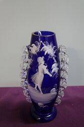 Antique Bristol Blue Mary Gregory Vase  