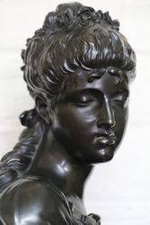 Antique Bronze Bust on Black Marble Column 