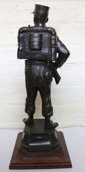 Antique Bronze Military Figure on Wooden Base 