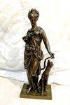 Antique Bronze of Diana + Hound by Duboy