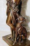 Antique Bronze of Diana + Hound by Duboy