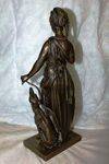 Antique Bronze of Diana + Hound by Duboy