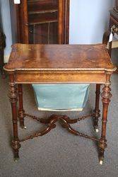 Antique Burr Walnut Sewing Table 