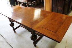 Antique C19th Dutch Drawer Leaf Refectory Table 