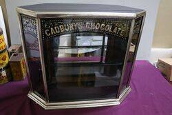 Antique Cadburyand96s Metal Bound Three Sided Shop Display Cabinet