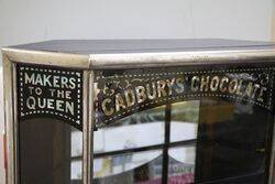 Antique Cadburyand96s Metal Bound Three Sided Shop Display Cabinet