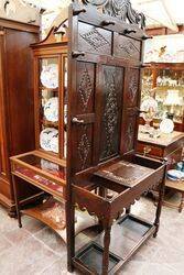 Antique Carved Oak Hallstand Complete with Drip Trays 