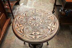 Antique Carved Walnut Occasional Table 