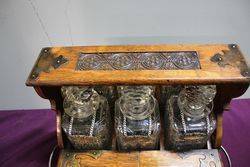 Antique Cut Glass 3 Bottle Tantalus  