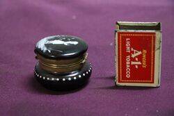 Antique Deep Ruby Glass Mary Gregory Pill Box 