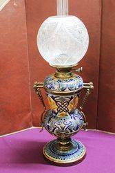 Antique Doulton Lambeth Oil Lamp 