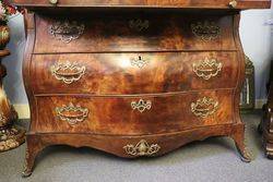 Antique Dutch Bombe Cylinder Bureau In Flame Mahogany  