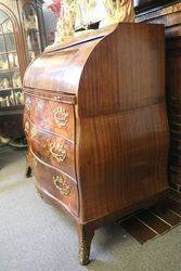 Antique Dutch Bombe Cylinder Bureau In Flame Mahogany  