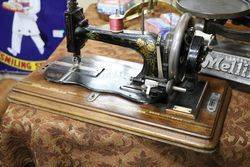 Antique Fiddle Base Sewing Machine With Case 