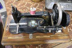 Antique Fiddle Base Sewing Machine With Case 