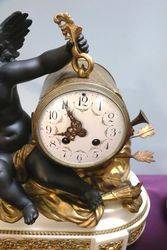 Antique French 3 Piece Spelter Clock Set