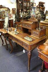 Antique French Carved Walnut Writing Desk 