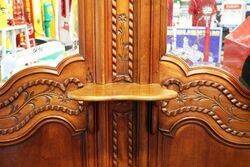 Antique French Walnut Twin Mirror Back Hall Stand 