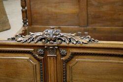 Antique French Walnut Well Carved Queen Size Bed 