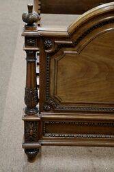 Antique French Walnut Well Carved Queen Size Bed 