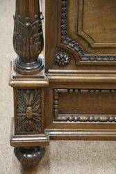 Antique French Walnut Well Carved Queen Size Bed 