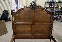 Antique French Walnut Well Carved Queen Size Bed 