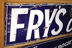 Antique Fryand39s Cocoa Enamel Advertising Sign 