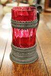 Antique German Ruby And Pewter Tankard Dated 1890