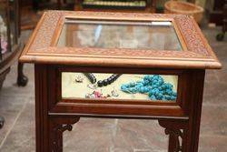 Antique Glass Lift Up Lid Collectors Cabinet 