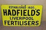 Antique Hadfields Fertilisers Farming Enamel Sign