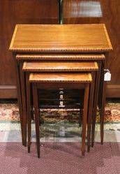 Antique Inlaid Mahogany Nest of 4 Tables  