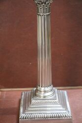 Antique Irish Silver Plated Corinthian Column Banquet Lamp 