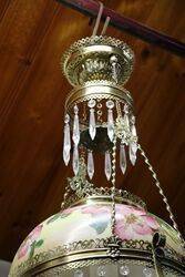 Antique Late C19th Millers Glass Hanging Lamp with Original Shade