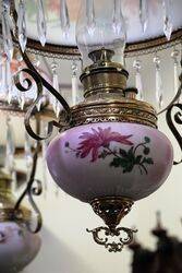 Antique Late C19th Millers Glass Hanging Lamp with Original Shade