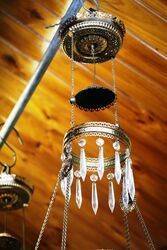 Antique Late C19th Millers Glass Hanging Lamp with Original Shade