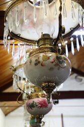 Antique Late C19th Millers Glass Hanging Lamp with Original Shade