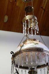 Antique Late C19th Millers Glass Hanging Lamp with Original Shade