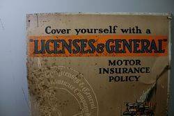 Antique Licenses + General Pictorial Tin Sign 