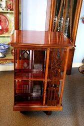 Antique Mahogany 2 Tier Revolving Bookcase 