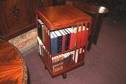 Antique Mahogany 2 Tier Revolving Bookcase 