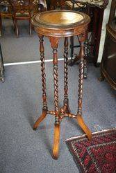 Antique Mahogany Barley Twist Leg Plant Pedestal Stand 