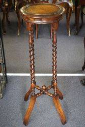 Antique Mahogany Barley Twist Leg Plant Pedestal Stand 